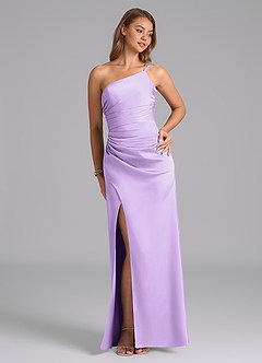 Azazie Eren Bridesmaid Dresses Lilac Mermaid One Shoulder Stretch Satin Dress image5
