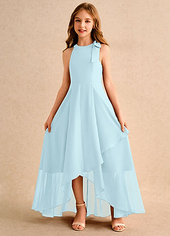 Azazie Boop Girls Formal Flower Girl Dresses Cloud Blue A-Line Bow Chiffon Dress image5