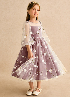 Azazie Elowen Flower Girl Dresses Amethyst A-Line Sweetheart Neckline Lace Dress image4