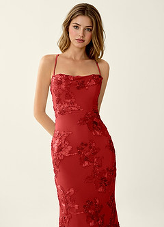 Kailani Red 3D Flowers Corset Mermaid Lace Up Back Prom Dress image5