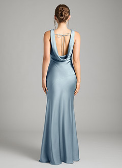 Azazie Rylina Bridesmaid Dresses Dusty Blue Mermaid Stretch Satin Dress image2