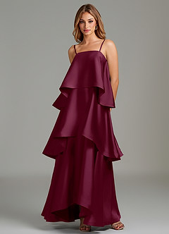Azazie Azalea Bridesmaid Dresses Mulberry A-Line Ruched Stretch Satin Dress image5