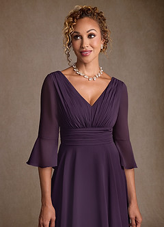 Azazie Aerynne Klänningar till brudens mor Klä A-Line i Chiffong Plisserad Plommon image5