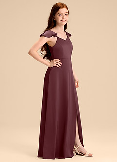 Azazie Everett Junior Vestido de Sangrado de Satén Elástico de Corte en A con Lazo image3