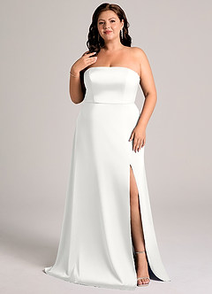 Azazie Wren Bridesmaid Dresses White A-Line Strapless Stretch Satin Convertible Dress image8