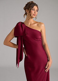 Azazie Capri Brautjungfernkleider Meerjungfrau-Linie One-Shoulder Stretch-Satin Kleid Burgunderrot image5