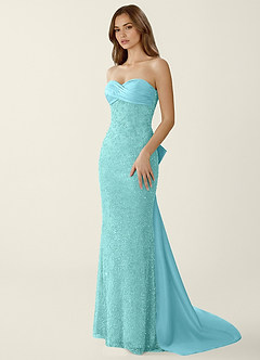 Amaryllis Blue Beading Corset Lace Up Back Mermaid Prom Dress image3