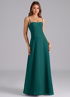 Azazie Valentine Bridesmaid Dresses Peacock A-Line Corset Chiffon Dress image1