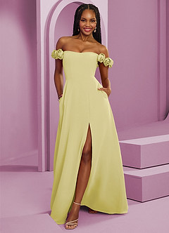 Barbie ♥ Azazie Bridesmaid Dresses Lemon Sorbet A-Line Off the Shoulder Chiffon Convertible Dress image1