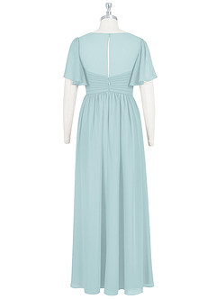 Azazie Verna Maternity Bridesmaid Dresses A-Line V-Neck Ruched Chiffon Floor-Length Dress image8