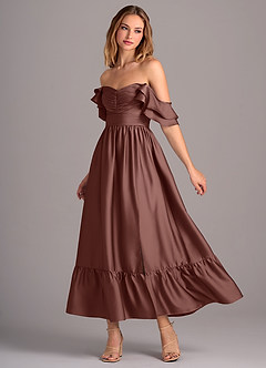 Azazie Anaya Bridesmaid Dresses Espresso A-Line Sweetheart Neckline Stretch Satin Convertible Dress image3