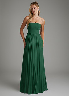 Azazie Ari Jurken voor bruidsmeisjes Jurk van Chiffon met A-lijn Strapless Donkergroen image6