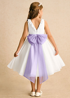 Azazie Dani Flower Girl Dresses Ivory Lilac A-Line Bow Chiffon Dress image2