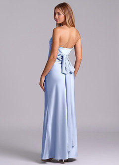 Azazie Ailanie 신부 들러리 드레스 쉬스 스트랩리스 스트레치 새틴 바닥 길이 드레스 image2