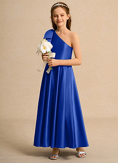 Azazie Guppy Junior Formal Flower Girl Klänningar Klä A-Line i Matt satäng Ena axeln image5