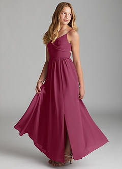 Azazie Zeya Junior Mulberry A-Line Chiffon Dress image4