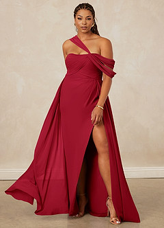 Christian Siriano Bridal for Azazie 1014 Bridesmaid Dresses Scarlet A-Line Off the Shoulder Chiffon Dress image9