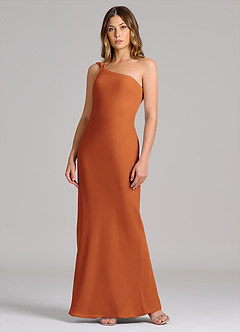 Azazie Monroe Suknie dla druhen Osłona Jedno ramię Szyfon Do ziemi Sukienka image3