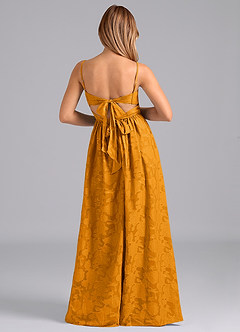 Azazie Zeya Bridesmaid Dresses Butterscotch A-Line Bow Floral Burnout Dress image6