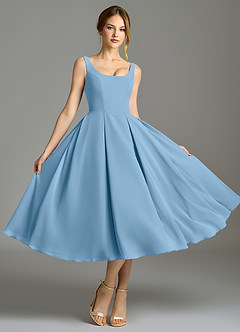 Azazie Amalie Bridesmaid Dresses Steel Blue A-Line Pleated Chiffon Dress image5