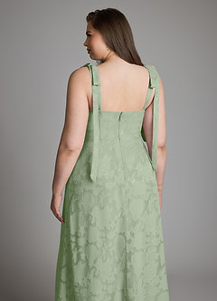 Azazie Debra Bridesmaid Dresses Dusty Sage A-Line with Pockets Floral Burnout Dress image8