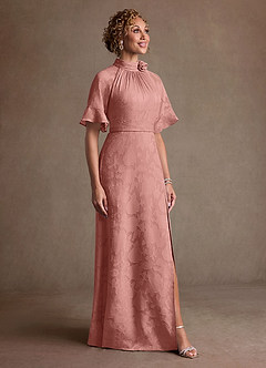 Azazie Hypatia Mother of the Bride Dresses Rosette Sheath Pleated Floral Burnout Dress image4