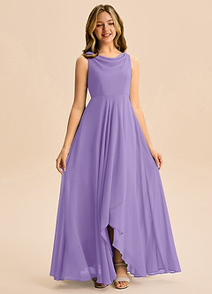 Azazie Mannie Junior Linia A Pofałdowany Szyfon Asymetryczny Młodsza druhna Sukienka image3