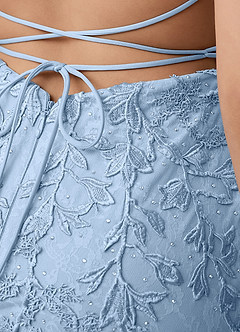 Rosalythienne Sky Blue Lace Rhinestones Open Back Mini Dress image6