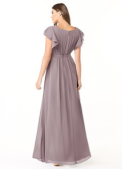 Azazie Daphne Bescheidene Brautjungfernkleider A-Linie Gekräuselt Chiffon Bodenlänge Kleid image2