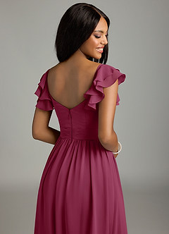 Azazie Anaya Bridesmaid Dresses Mulberry A-Line Pleated Chiffon Dress image2