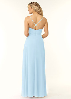 Azazie Naeem Bridesmaid Dresses Sky Blue A-Line V-Neck Ruffle Chiffon Dress image2