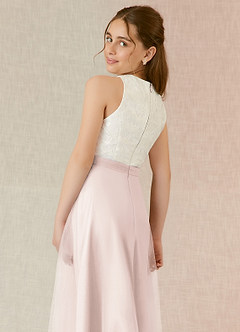 Azazie Albertine Junior A-Linie Spitze Chiffon Kleid Blassrosa image6