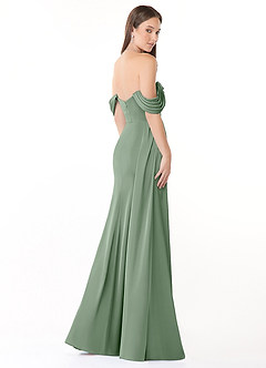 Azazie Amyra Vestidos de damas de honor Vestido de Matcha de Satén Elástico de Corte Recto Convertible con Vestidos sin tirantes image6