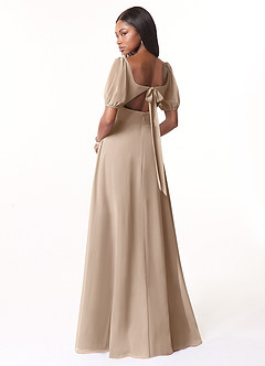 Azazie Alani Bridesmaid Dresses Taupe A-Line Square Neckline Chiffon Dress image2