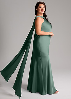 Azazie Kinsley Bridesmaid Dresses Eucalyptus Mermaid Side Slit Stretch Satin Dress image10
