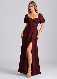 Azazie Mirian 신부 들러리 드레스 A라인 스윗하트 네크라인 플로럴 번아웃 바닥 길이 드레스 image4