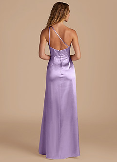 Azazie Mika Bridesmaid Dresses Lilac Sheath One Shoulder Metallic Satin Dress image5