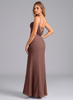 Azazie Wynni Vestidos de damas de honor Vestido de Expresado de Gasa de Corte Sirena con Corsé image5