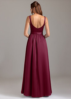 Azazie Elliott Bridesmaid Dresses Mulberry A-Line with Pockets Stretch Satin Dress image6