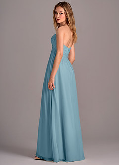Azazie Joni Bridesmaid Dresses Moody Blue A-Line Strapless Chiffon Convertible Dress image3