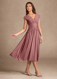 Azazie Hudson Mother of the Bride Dresses Desert Rose A-Line Lace Dress image4