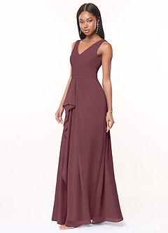 Azazie Julianna Bridesmaid Dresses Sangria A-Line Chiffon Dress image3
