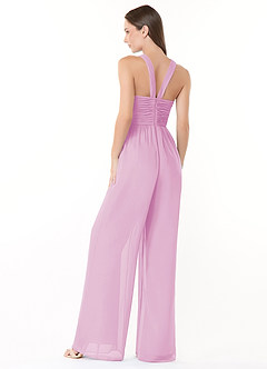 Azazie Berdie Bridesmaid Dresses Candy Pink Halter Chiffon Jumpsuit image4