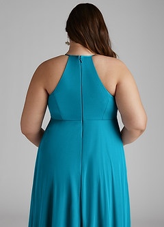 Azazie Annabelle Maternity Bridesmaid Dresses A-Line V-Neck Pleated Mesh Floor-Length Dress image10