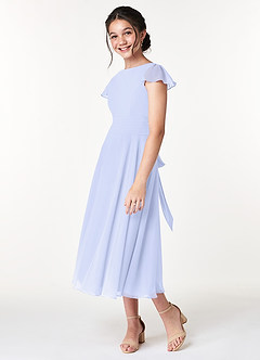 Azazie Payton Junior A-Linie Schleifen Chiffon Kleid Lavendel image5