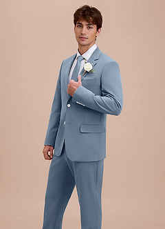 front Ethan Dusty Blue Refined Weave Performance Suit Jacket