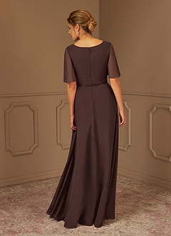 Azazie Tricia Mother of the Bride Dresses Ganache A-Line V-Neck Pleated Chiffon Dress image5