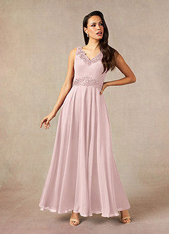 Azazie Devana vestidos de madre de la novia Vestido Rosa Rubor de Gasa de Corte en A con Lentejuelas image3