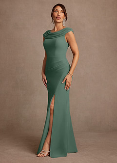 Azazie Irvine Mother of the Bride Dresses Eucalyptus A-Line Pleated Chiffon Dress image4