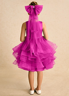Azazie Tinie Flower Girl Dresses Fuchsia Ball-Gown Bow Tulle Dress image6